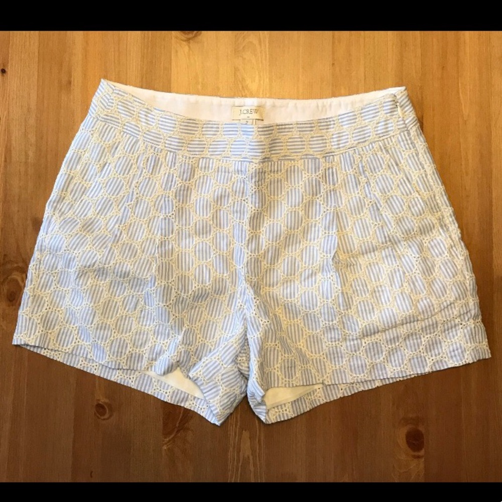 J Crew Seersucker eyelet pleated short